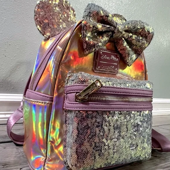 NWOT Loungefly Disney Parks Minnie Mouse Earidescent Mini Backpack 50th - Picture 5 of 16